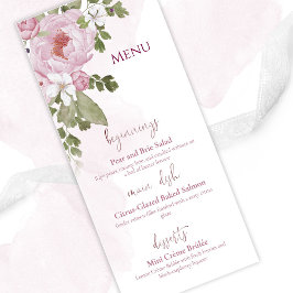 Trouwmenu Roze Pioenrozen Menu