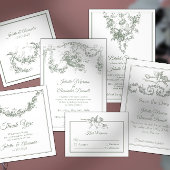 Trouwmenu Sage Gray Toile de Jouy Menu