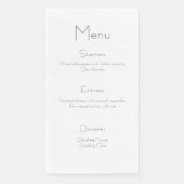 Trouwmenu servetten, Eenvoudig zwart & wit trouwfe Servet (Voorkant)