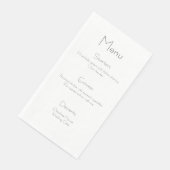 Trouwmenu servetten, Eenvoudig zwart & wit trouwfe Servet (Hoek)