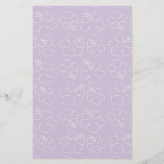 Trouwmenu Sjabloon Tropische Hibiscus Lavendel (Achterkant)