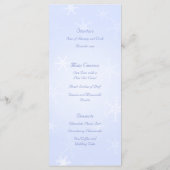 Trouwmenu Sjabloon Winter Sneeuwvlokken Blauw Wit Menu (Achterkant)