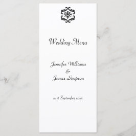 Trouwmenu Sjabloon Zwart-wit Damask Menu