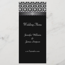 Trouwmenu Sjabloon Zwart-wit Damask Menu