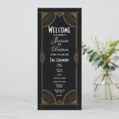 Trouwmenu uit de jaren 20 bruiloft ceremonie Art D Programmakaart (Staand voorkant)