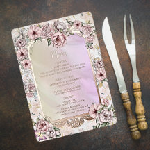 Trouwmenu uit de Vintage Champagne Pioen Rozen Ser