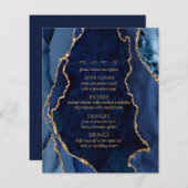Trouwmenu van Navy Marble & Goud Agate (Voorkant / Achterkant)