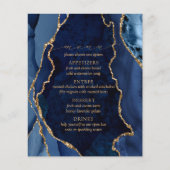 Trouwmenu van Navy Marble & Goud Agate (Voorkant)