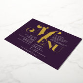 Trouwmenu Vintage Goud Pruim Folie Uitnodiging (Gedraaid)
