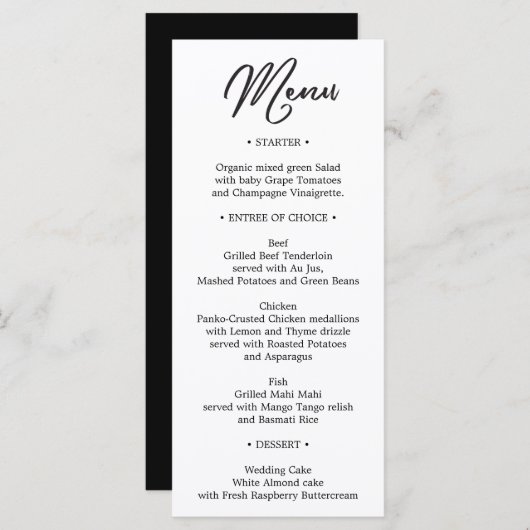 Trouwmenu - Vrijgezellenfeest Menu - Frans (Voorkant / Achterkant)