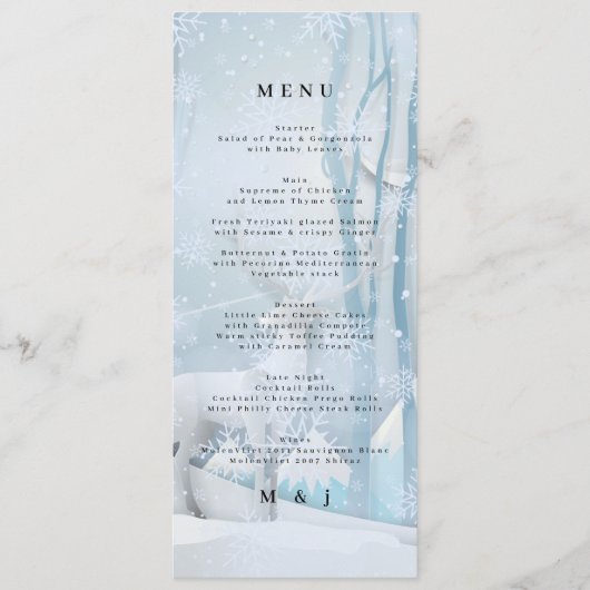 Trouwmenu Winter Snow Card Programmakaart (Voorkant)