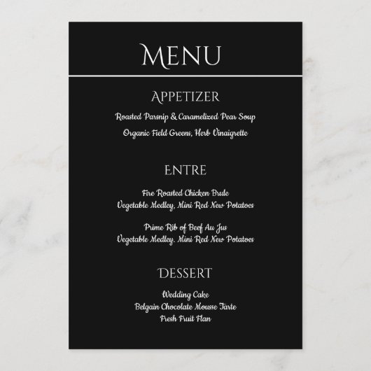 Trouwmenu Wit Magnolia Zwart en Wit Menu (Achterkant)