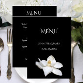 Trouwmenu Wit Magnolia Zwart en Wit Menu