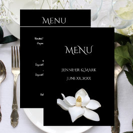 Trouwmenu Wit Magnolia Zwart en Wit Menu