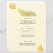 Trouwmenu - Zacht beige met gouden veren design (Voorkant / Achterkant)