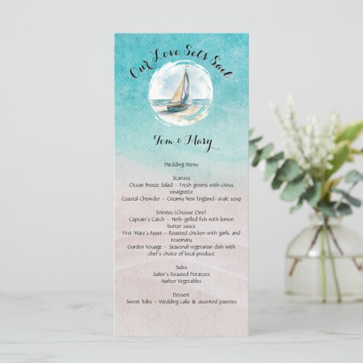 Trouwmenu 'Zeil Zetten' Menu (Staand voorkant)