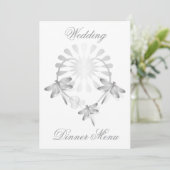Trouwmenu Zilveren Dragonflies Hart Menu (Staand voorkant)