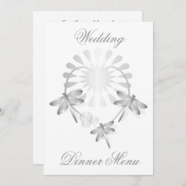 Trouwmenu Zilveren Dragonflies Hart Menu