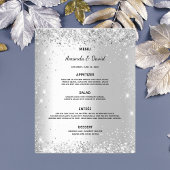 Trouwmenu zilveren glitters schittert budget flyer