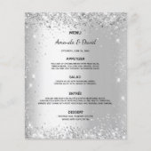 Trouwmenu zilveren glitters schittert budget flyer (Voorkant)