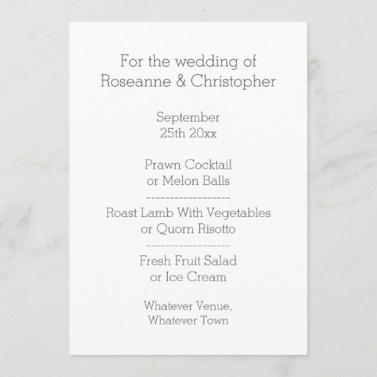 Trouwmenu Zilveren Harten Menu (Achterkant)