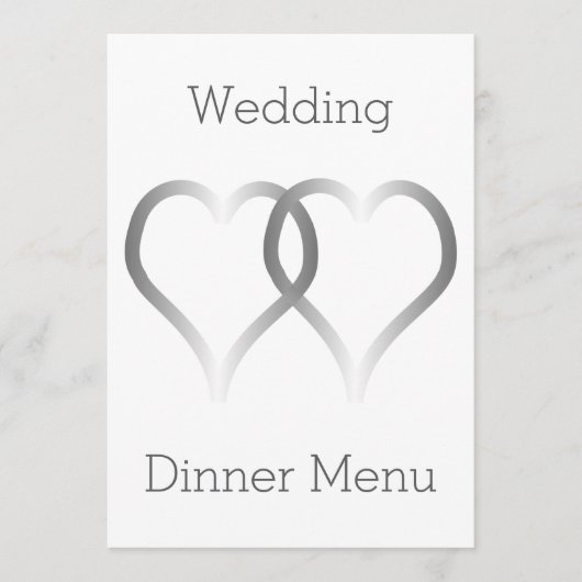 Trouwmenu Zilveren Harten Menu (Voorkant)