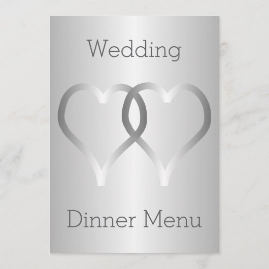 Trouwmenu Zilveren Harten Menu (Voorkant)