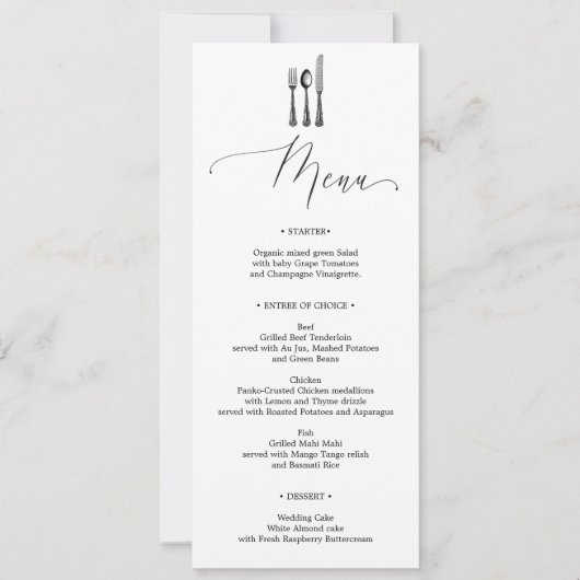 Trouwmenu - Zilverwerk - Fork - Menu Kaart (Voorkant)