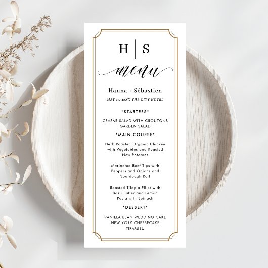 Trouwmenu Zwart en Wit Menu