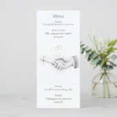 Trouwmenukaart 'Hand in Hand' Romantisch Minimalis (Staand voorkant)