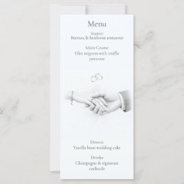 Trouwmenukaart 'Hand in Hand' Romantisch Minimalis