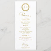 Trouwmenukaarten met monogram Goud Menu (Voorkant)