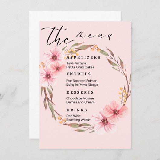 Trouwmenus Menu (Voorkant / Achterkant)