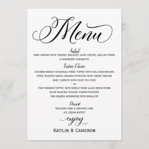Trouwmenu's   Moderne luxe typografie (zwart) Menu