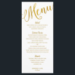 Trouwmenu's | moderne typografie (goudfolie) menu<br><div class="desc">Dit moderne typografie / kalligrafie ontwerp bevat het woord "Menu" aan de bovenkant in faux gouden folie. Dit is faux gold folie...  het is niet echt,  maar een gedrukt effect.</div>