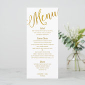 Trouwmenu's | moderne typografie (goudfolie) menu (Staand voorkant)