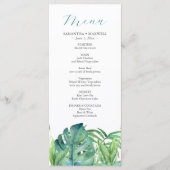 Trouwmenu's Tropische bestemming Palm Leaves Menu (Voorkant)