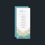 Trouwmenu's Waterverf Beach Seashore Menu<br><div class="desc">Deze strandtrouwmenu's hebben een waterverf kustlijn in tinten turquoise blauw. Gebruik de sjabloon velden om uw diner keuzes toe te voegen. Een charmante kustkeuze voor bruiloften aan de kust,  een repetitiediner,  receptie of een verlovingsfeest.</div>