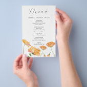 Trouwmenu's Waterverf Oranje bloemen Flyer (Hand)