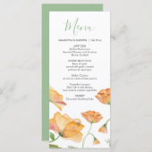Trouwmenu's Waterverf Sinaasappel Bloemen Menu (Voorkant / Achterkant)