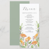 Trouwmenu's Waterverf Wildflower Thema Menu (Voorkant / Achterkant)