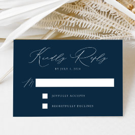 Trouwmoderne elegantie Navy RSVP Kaartje