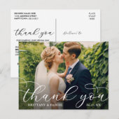 Trouwmoderne kalligrafie koppel fotobedankt briefkaart (Voorkant / Achterkant)