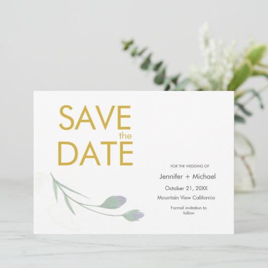 Trouwmoderne minimalistische vlakte aangepaste nam save the date (Staand voorkant)