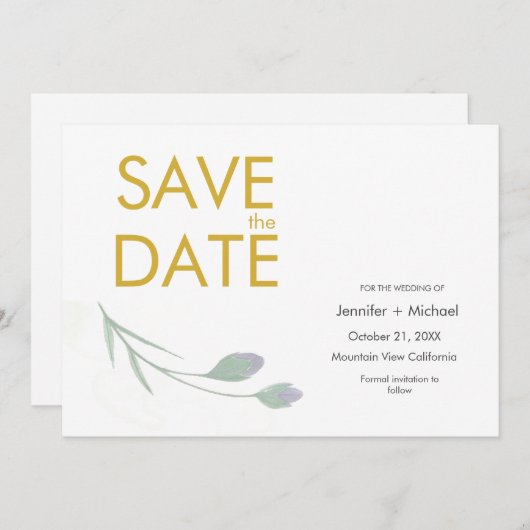 Trouwmoderne minimalistische vlakte aangepaste nam save the date (Voorkant / Achterkant)