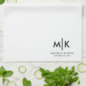 Trouwmoderne Monogram Eerste Letters van Echtpaar Theedoek (Gevouwen)