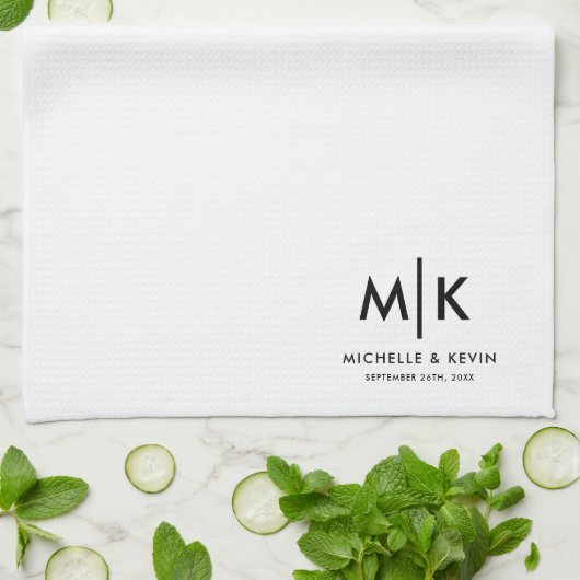 Trouwmoderne Monogram Eerste Letters van Echtpaar Theedoek (Gevouwen)