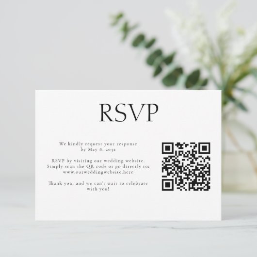 Trouwmonogram Aangepaste QR-code Trouwwebsite RSVP Kaartje (Staand voorkant)