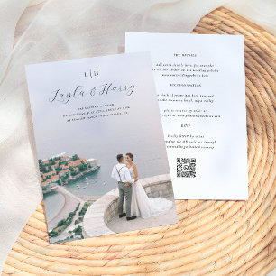 Trouwmonogram   All-in-one QR-code foto Kaart