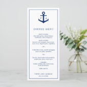 Trouwmonogram Anker in Marineblauw Menu (Staand voorkant)